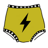 Drawing of Thunderpants Sky Rise style underwear in Thunderstruck - yellow with a black lightning bolt.