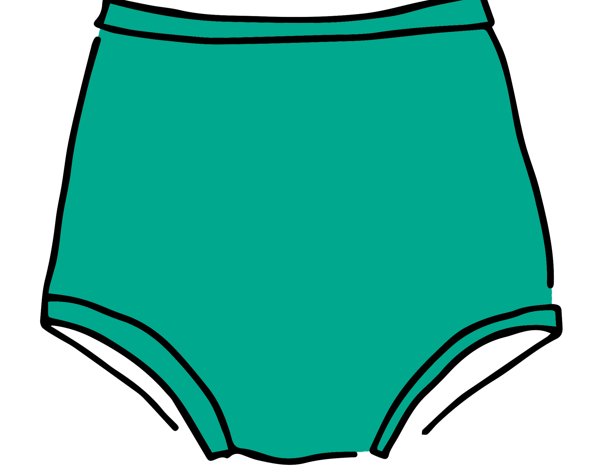 Drawing of Thunderpants Sky Rise style underwear in Peacock Green.