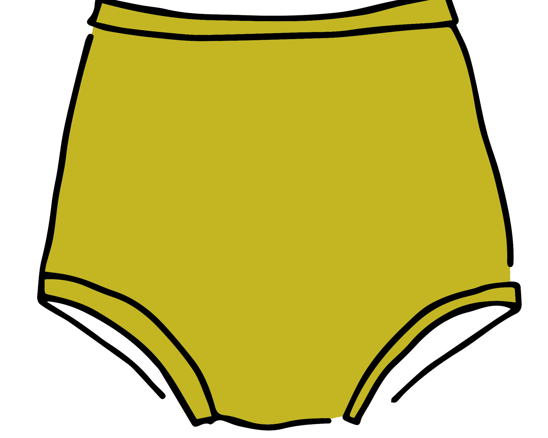 Drawing of Thunderpants Sky Rise style underwear in Star Fruit color - a chartreuse yellow.