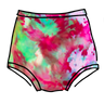 Drawing of Thunderpants Sky Rise style underwear in Summer Crush Ice Dye - pinks, blues, yellows. 