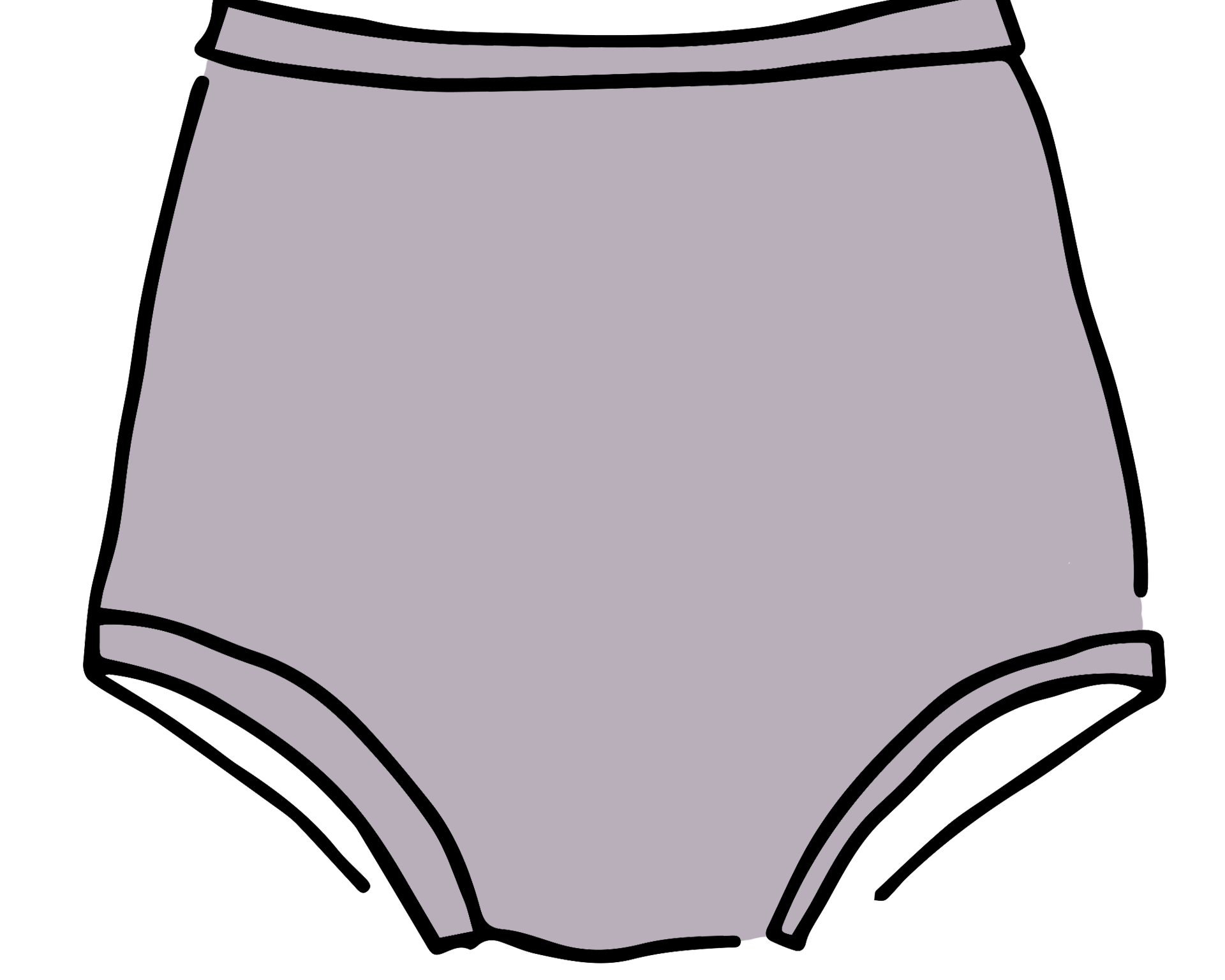 Drawing of Thunderpants Sky Rise style underwear in Wisterial Girl - a purple/grey color.