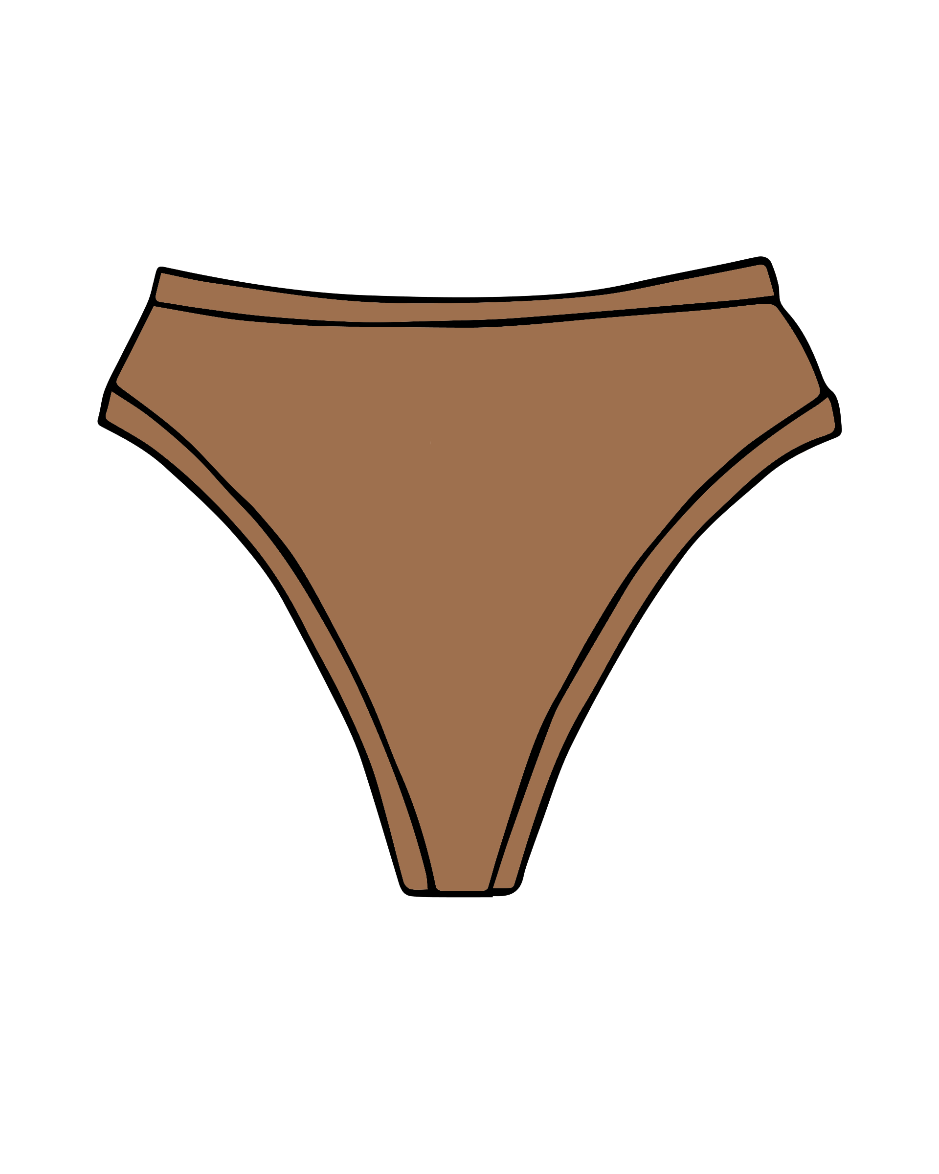 Drawing of Thunderpants Thong style underwear in Hazelnut - a mid-brown color.