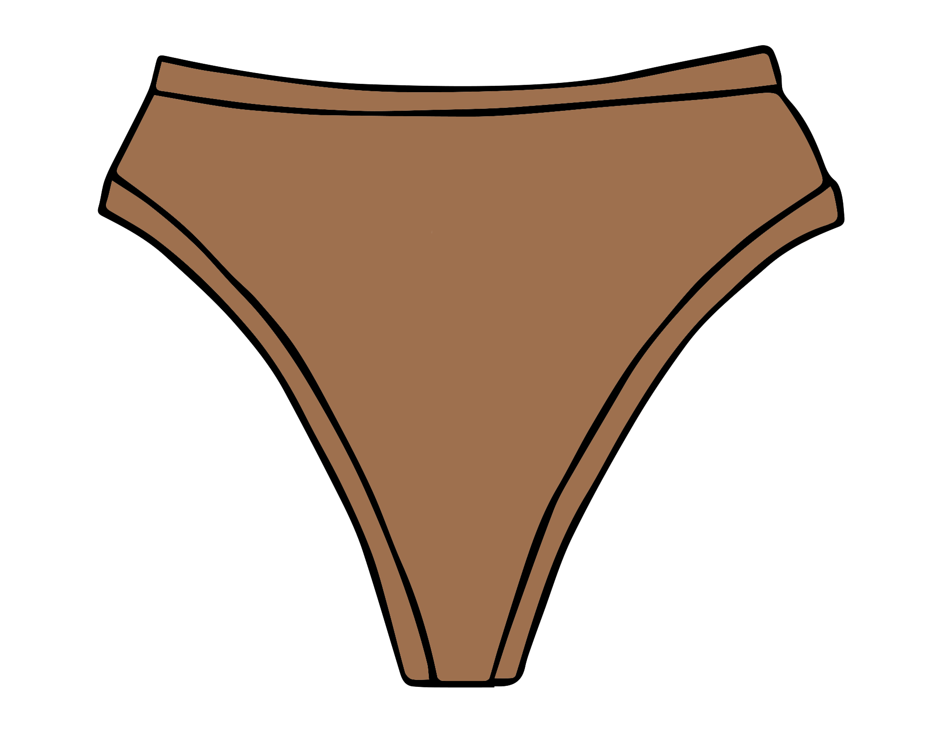 Drawing of Thunderpants Thong style underwear in Hazelnut - a mid-brown color.