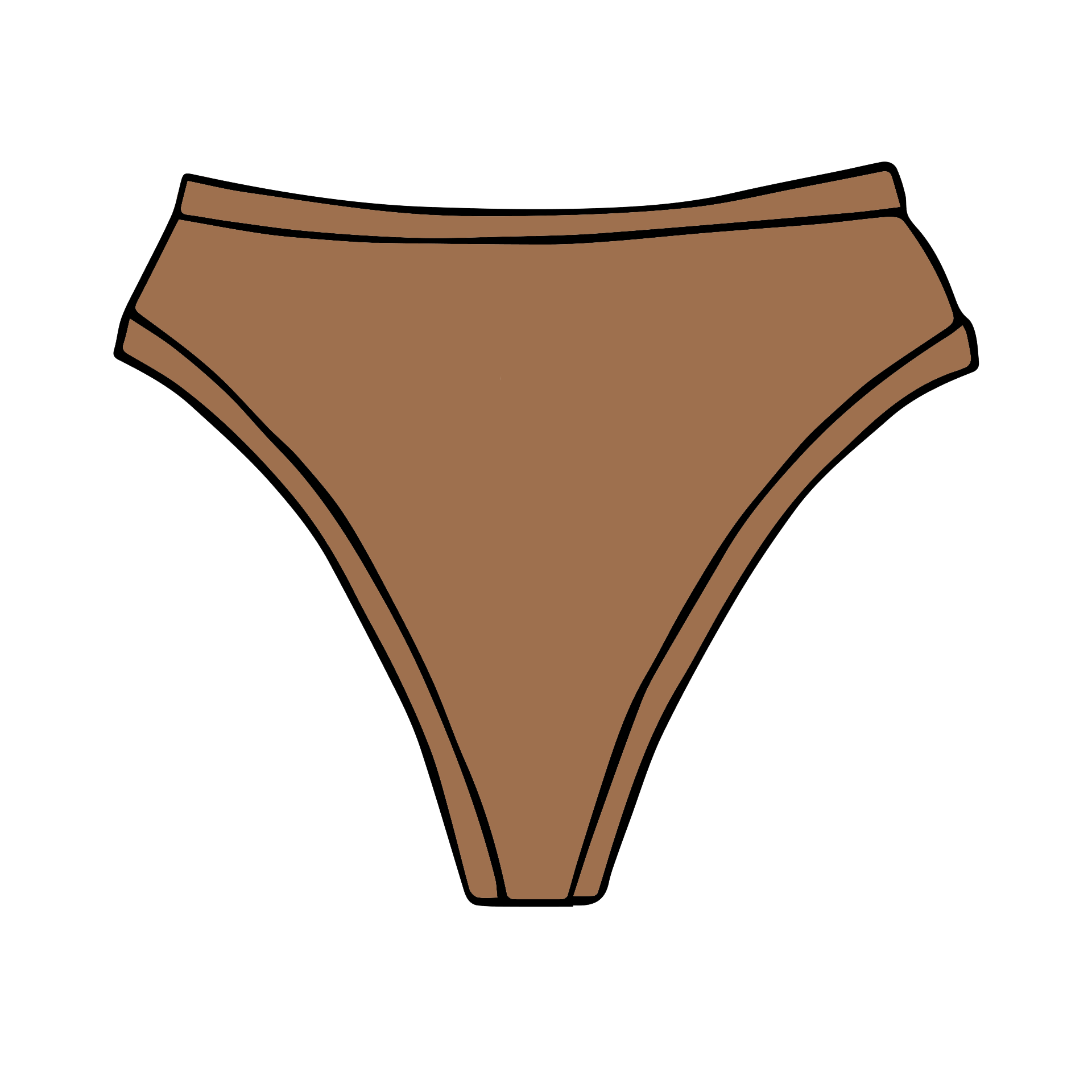 Drawing of Thunderpants Thong style underwear in Hazelnut - a mid-brown color.