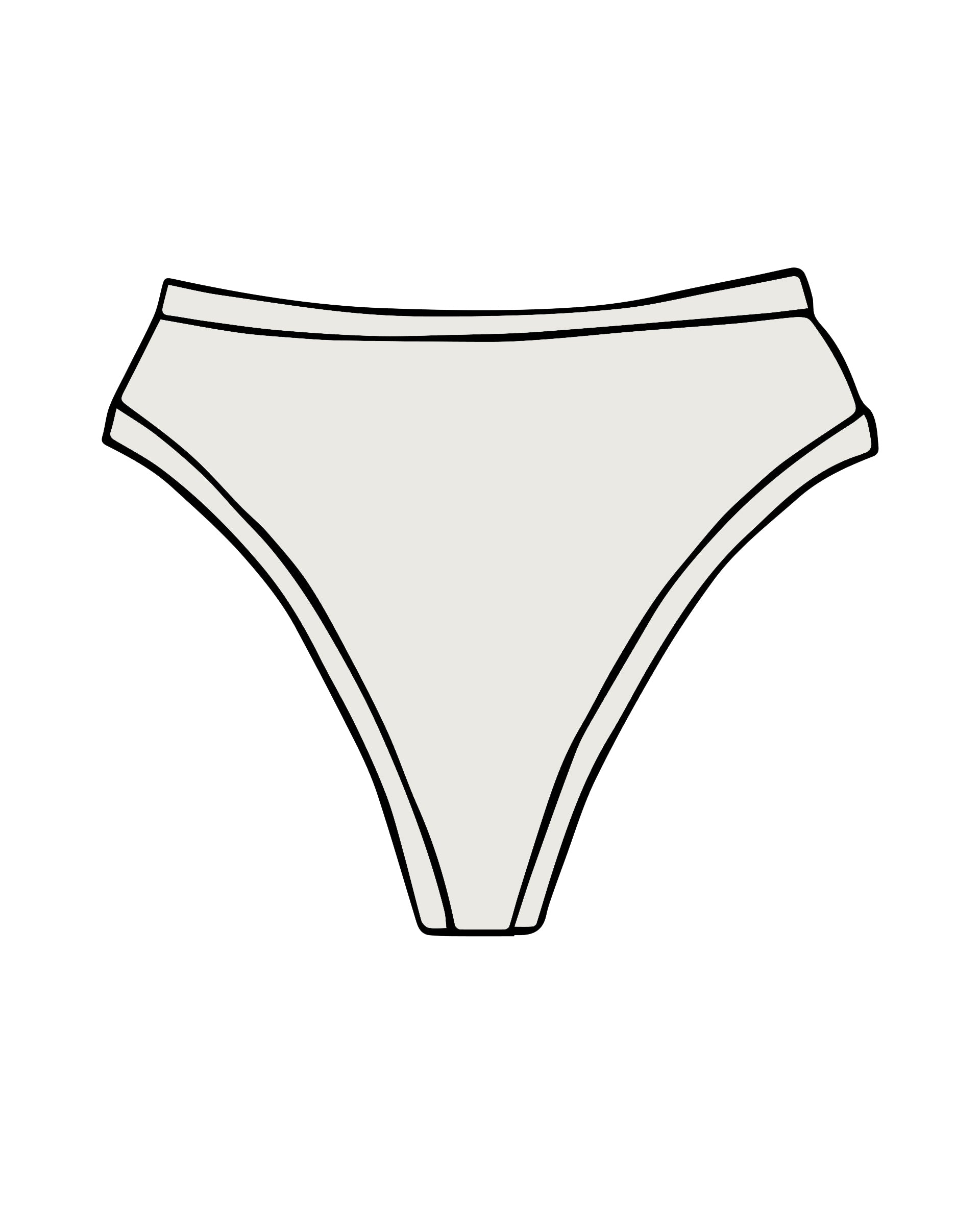Drawing of Thunderpants organic cotton Thong style underwear in Plain Vanilla.
