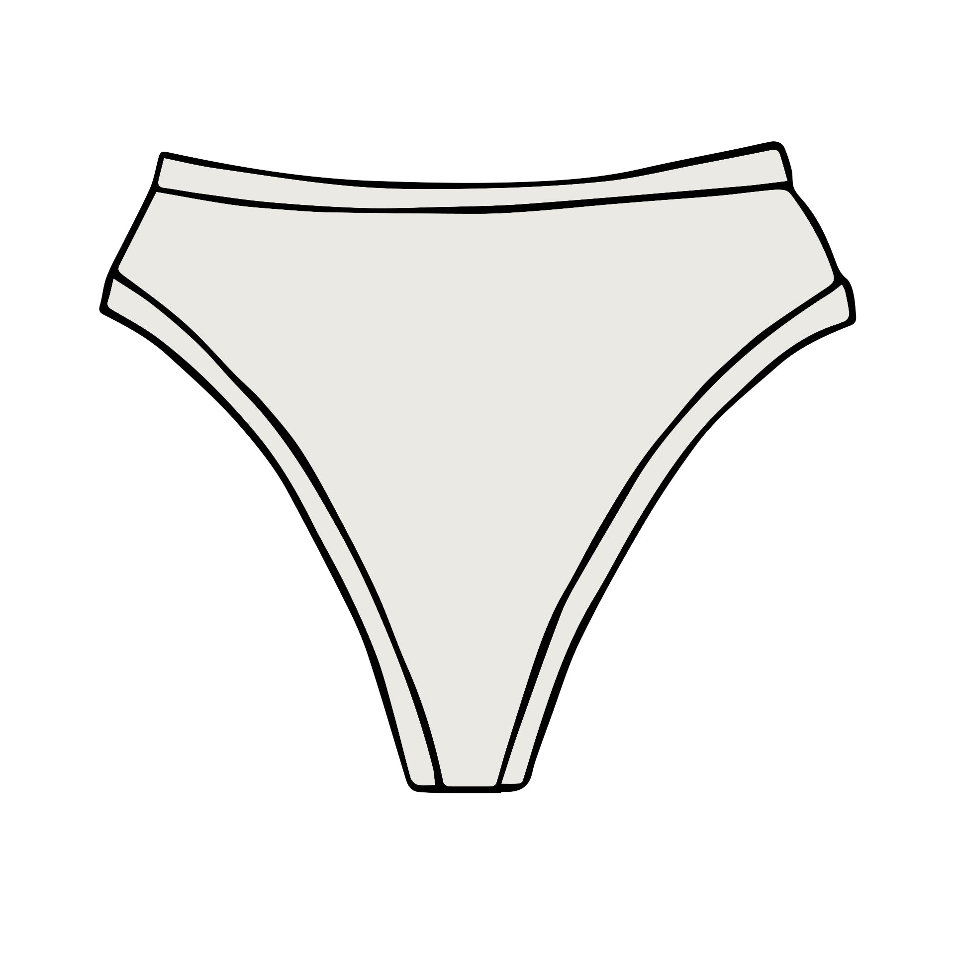 Drawing of Thunderpants organic cotton Thong style underwear in Plain Vanilla.