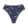 Drawing of Thunderpants organic cotton thong style underwear in blue and light purple whale print.