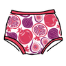 Drawing of Thunderpants Original style underwear in Two Fruits print.